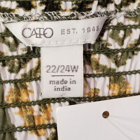 Cato EST 1946 22/24W Dress Maxi Ikat Smocked Top Whimsical Cottagecore Gremlin - Picture 6 of 11